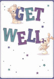With its uplifting design and heartwarming energy, this get well card brings a joyful burst of reassurance to anyone recuperating in Brockley. Two adorable figures-a plush teddy bear and a playful puppy-spring vividly from the card, each holding and balancing large, vibrant letters spelling 'Get Well' in shades of indigo and teal. A soft, creamy background brightens the scene, scattered with twinkling stars in dreamy blues and purples, as if sending a sprinkle of hope across Brockley's friendly skylines. Every element in their illustrated fur is rendered with such care that you can almost feel the cuddly warmth-a tactile comfort echoing the care and attention local florists pour into every bouquet along Brockley Road. This card doesn't just share a message; it offers emotional comfort, radiating gentle optimism and kindness-whether sent alone or paired with flowers, it captures the spirit of sincere support so often found in Brockley's close-knit community.